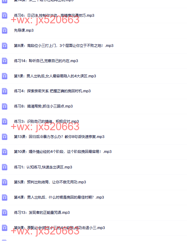 卢悦老师21天出轨挽回治理 保护婚姻_31节音频 screenshot